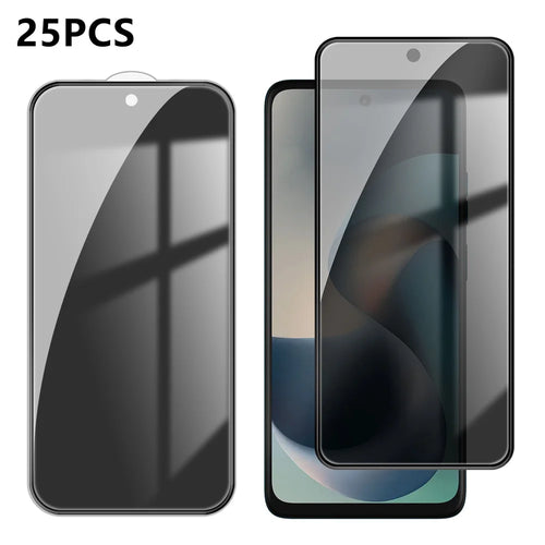 For Motorola Moto G57 5G 25Pcs Anti-spy Screen Protector Silk Printing High Aluminium-silicon Glass Full Cover Anti-fingerprint Privacy Film - Black - 1
