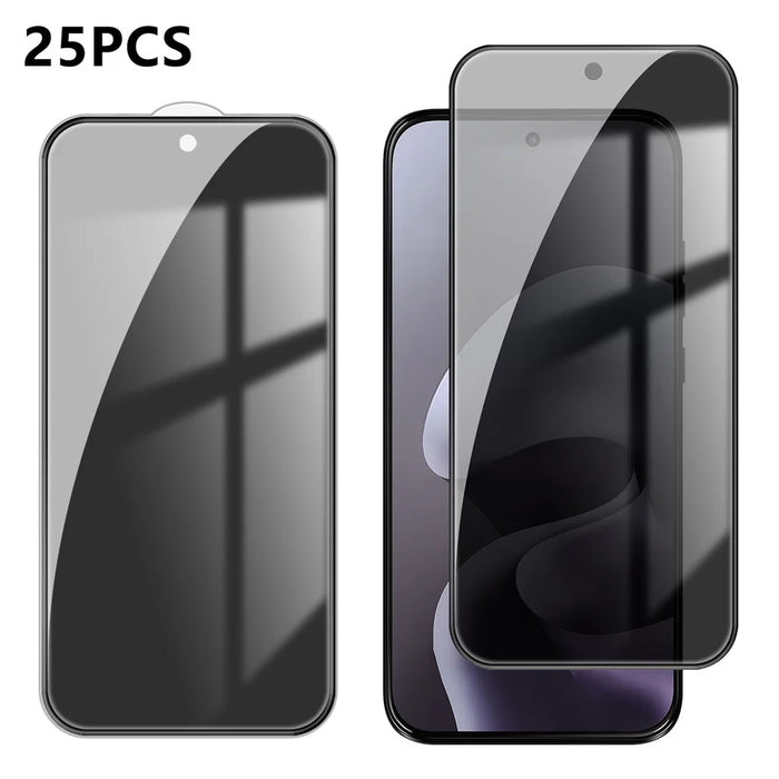 For Motorola Moto G67 5G 25Pcs Anti-spy Screen Protector Silk Printing High Aluminium-silicon Glass Full Cover Anti-fingerprint Privacy Film - Black - 1