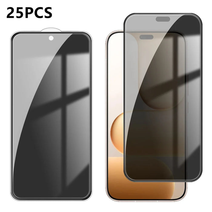 For Honor 600 Lite 5G 25Pcs Anti-spy Screen Protector Silk Printing High Aluminium-silicon Glass Full Cover Anti-fingerprint Privacy Film - Black - 1
