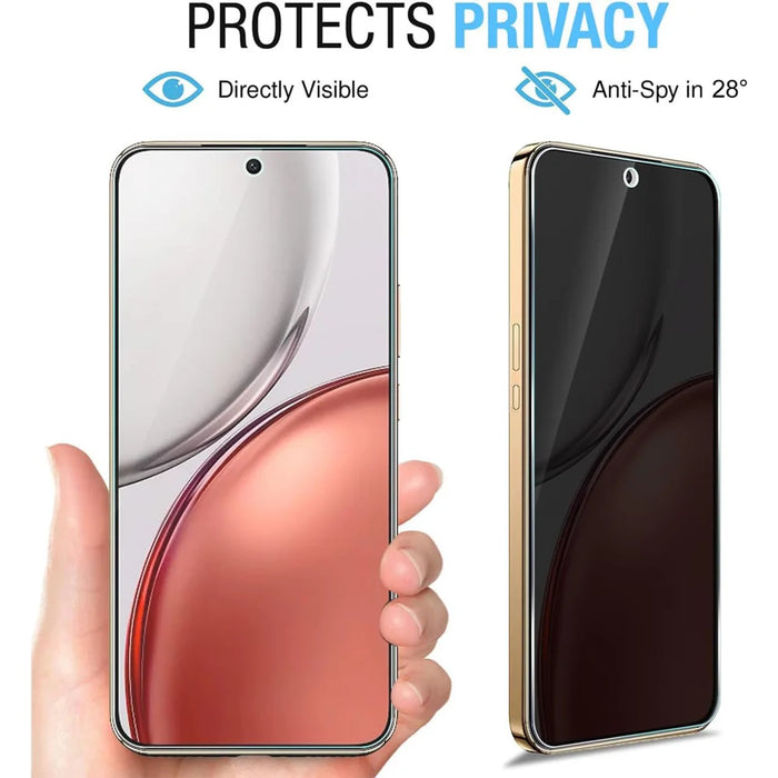 For Honor 600 Pro 5G 25Pcs Anti-spy Screen Protector Silk Printing High Aluminium-silicon Glass Full Cover Anti-fingerprint Privacy Film - Black - 5