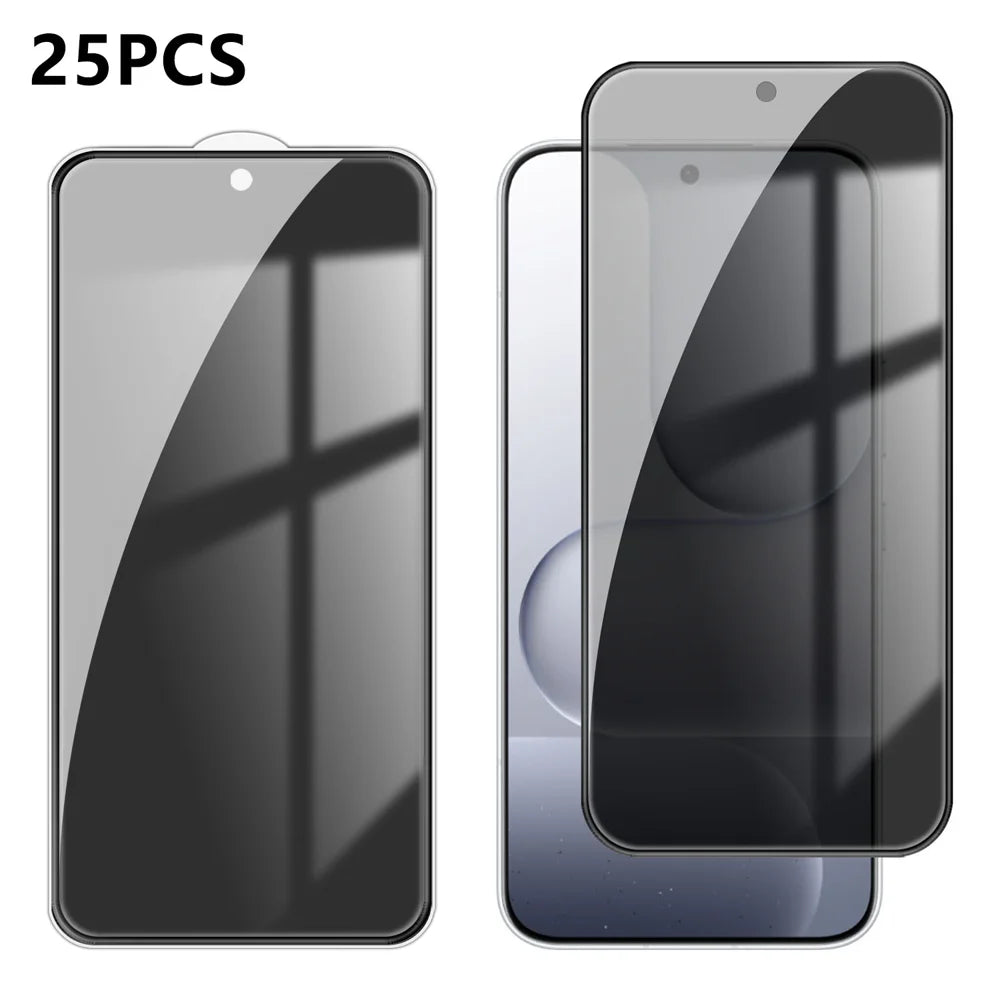 For Honor 600 5G 25Pcs Anti-spy Screen Protector Silk Printing High Aluminium-silicon Glass Full Cover Anti-fingerprint Privacy Film - Black - 1