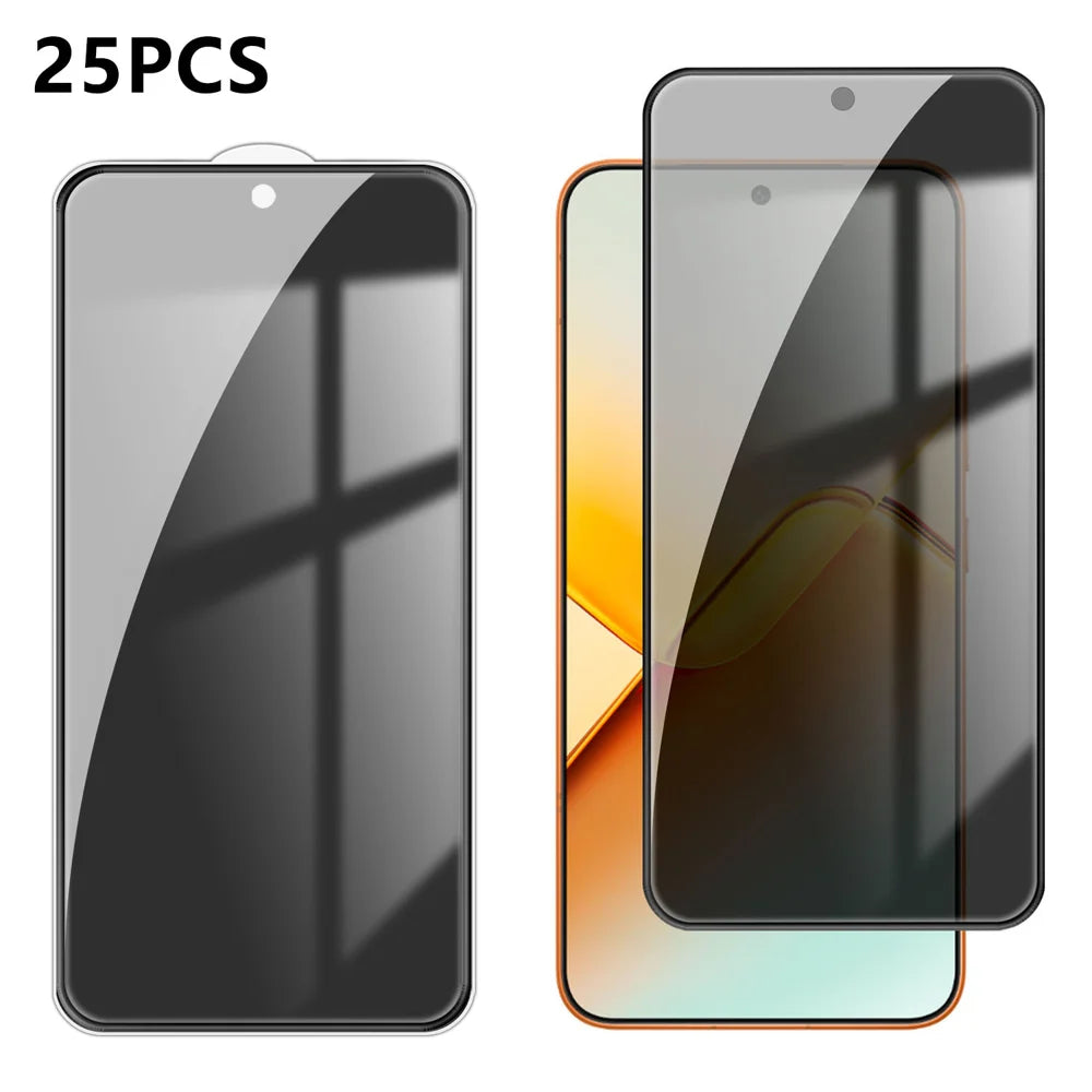 For Honor Power2 5G 25Pcs Anti-spy Screen Protector Silk Printing High Aluminium-silicon Glass Full Cover Anti-fingerprint Privacy Film - Black - 1