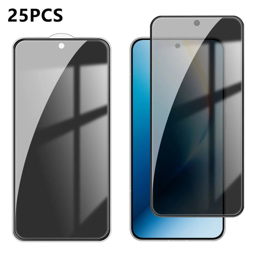 For Honor Win RT 5G / Honor Win 5G 25Pcs Anti-spy Screen Protector Silk Printing High Aluminium-silicon Glass Full Cover Anti-fingerprint Privacy Film - Black - 1