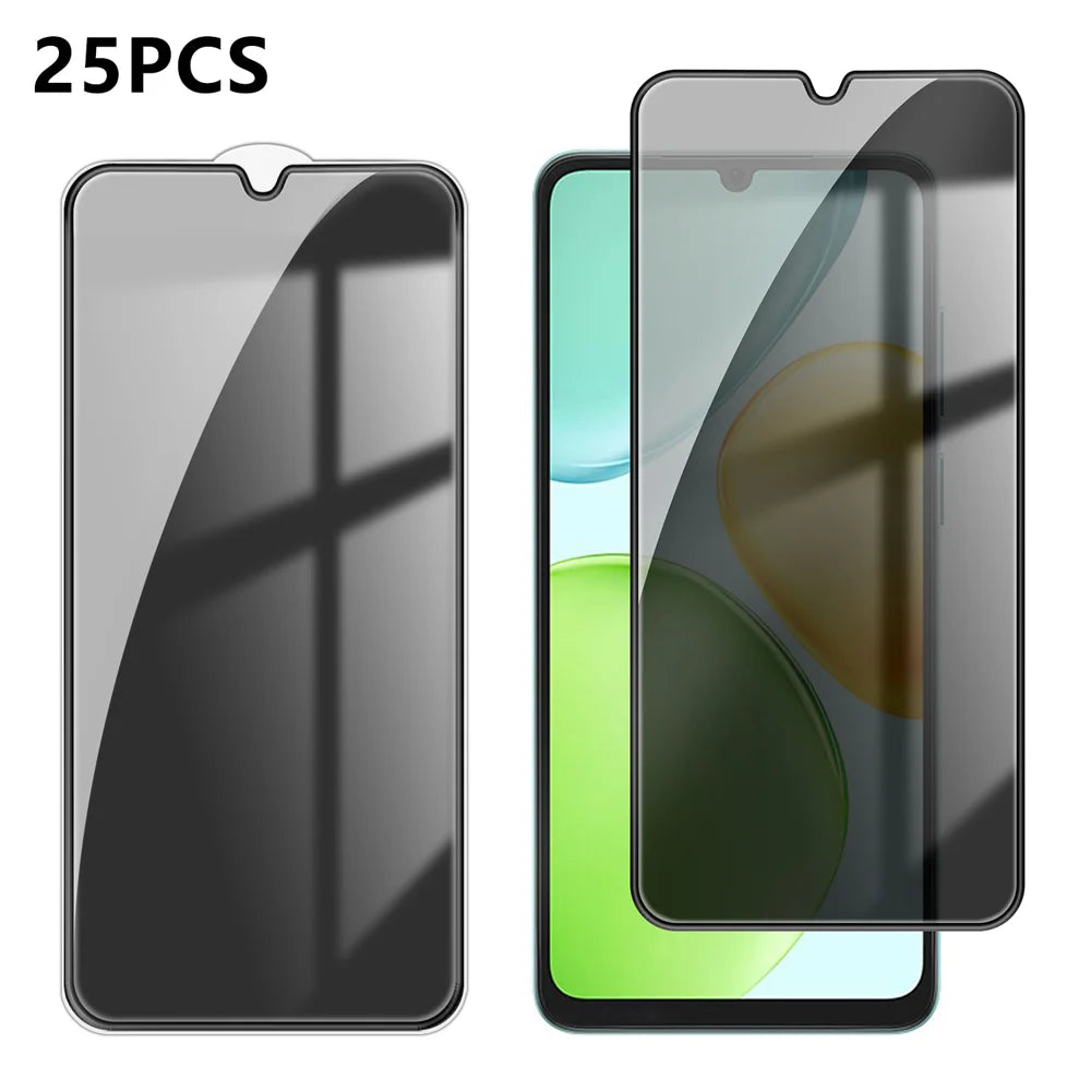 For Honor X6d 5G 25Pcs Anti-spy Screen Protector Silk Printing High Aluminium-silicon Glass Full Cover Anti-fingerprint Privacy Film - Black - 1