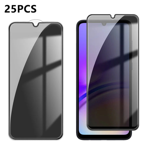 For Samsung Galaxy A05 4G 25Pcs Anti-spy Screen Protector Silk Printing High Aluminium-silicon Glass Full Cover Anti-fingerprint Privacy Film - Black - 1