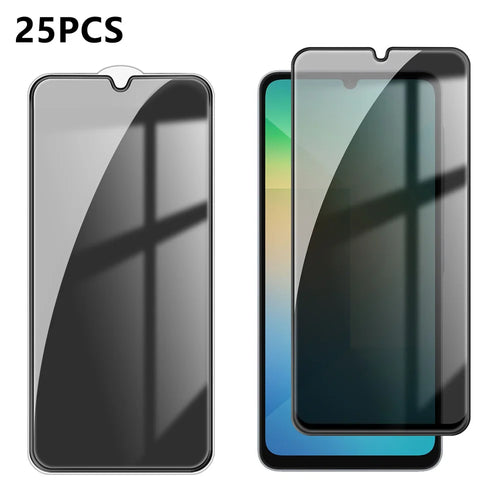 For Samsung Galaxy A06 5G / Galaxy A06 4G 25Pcs Anti-spy Screen Protector Silk Printing High Aluminium-silicon Glass Full Cover Anti-fingerprint Privacy Film - Black - 1