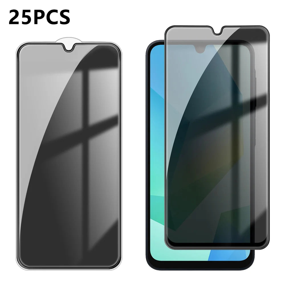 For Samsung Galaxy A16 4G / Galaxy A16 5G 25Pcs Anti-spy Screen Protector Silk Printing High Aluminium-silicon Glass Full Cover Anti-fingerprint Privacy Film - Black - 1