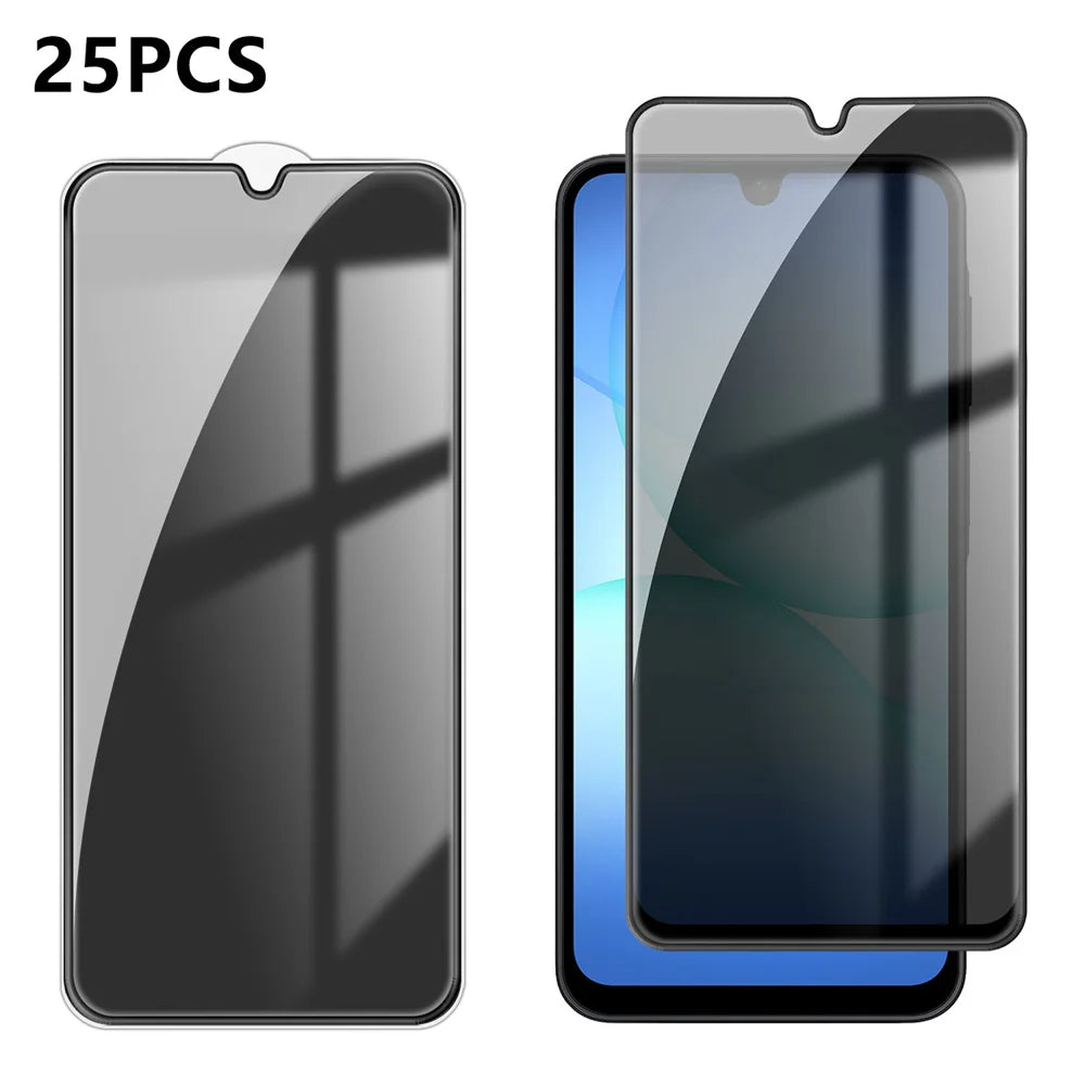 For Samsung Galaxy A18 5G / A18 4G / A17 5G / A17 4G 25Pcs Anti-spy Screen Protector Silk Printing High Aluminium-silicon Glass Full Cover Anti-fingerprint Privacy Film - Black - 1