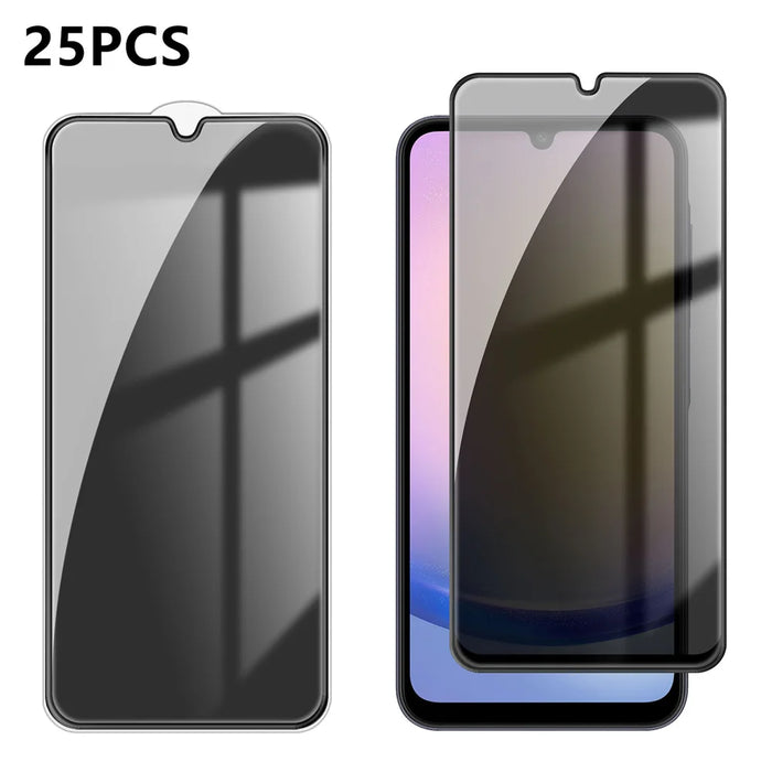 For Samsung Galaxy A25 5G (Global) (161mm) 25Pcs Anti-spy Screen Protector Silk Printing High Aluminium-silicon Glass Full Cover Anti-fingerprint Privacy Film - Black - 1