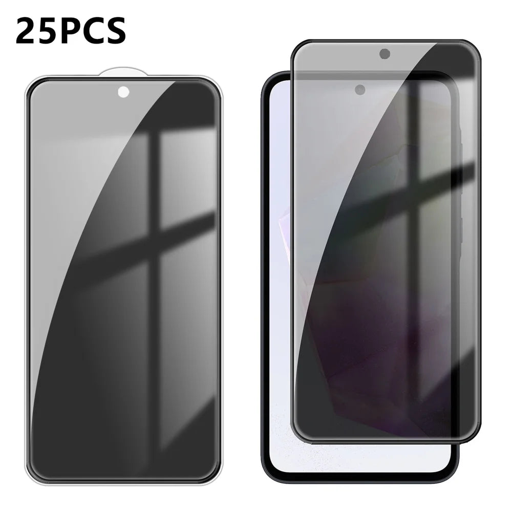 For Samsung Galaxy A35 5G 25Pcs Anti-spy Screen Protector Silk Printing High Aluminium-silicon Glass Full Cover Anti-fingerprint Privacy Film - Black - 1
