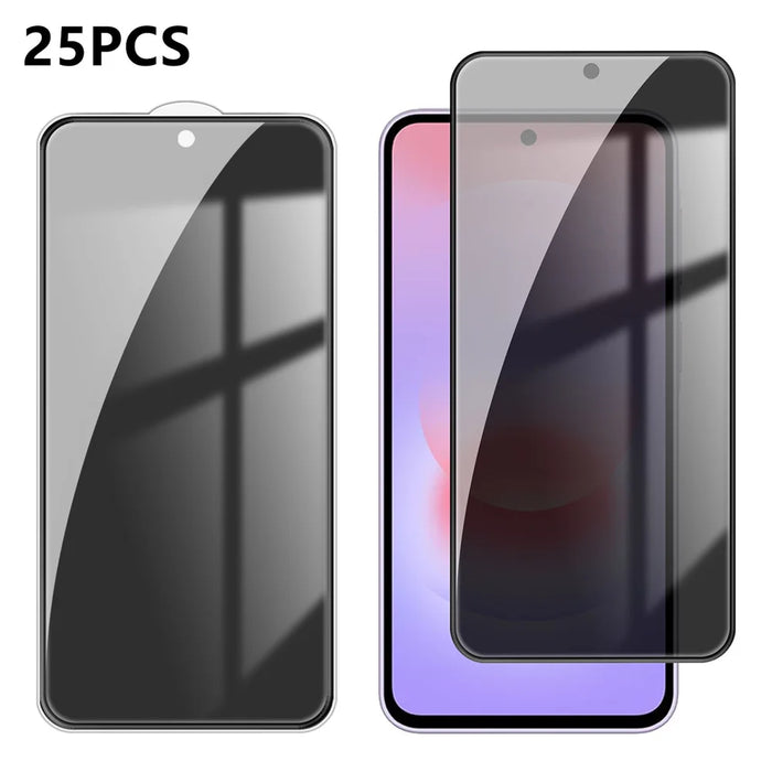 For Samsung Galaxy A37 5G 25Pcs Anti-spy Screen Protector Silk Printing High Aluminium-silicon Glass Full Cover Anti-fingerprint Privacy Film - Black - 1