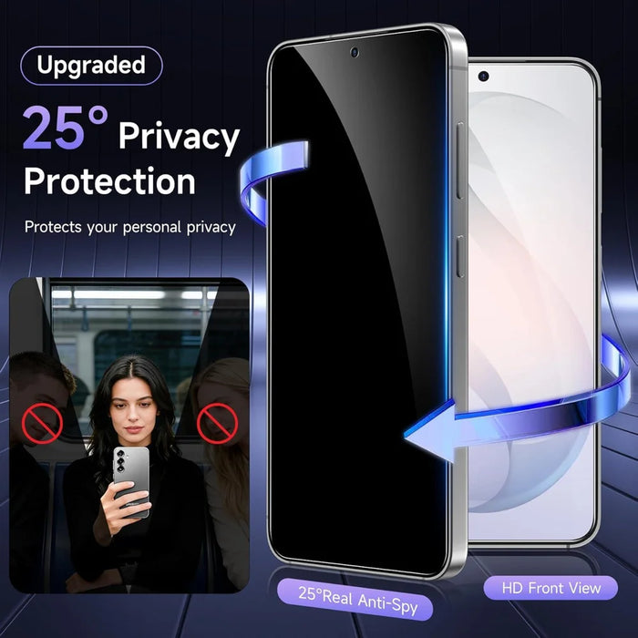 For Samsung Galaxy A37 5G 25Pcs Anti-spy Screen Protector Silk Printing High Aluminium-silicon Glass Full Cover Anti-fingerprint Privacy Film - Black - 2