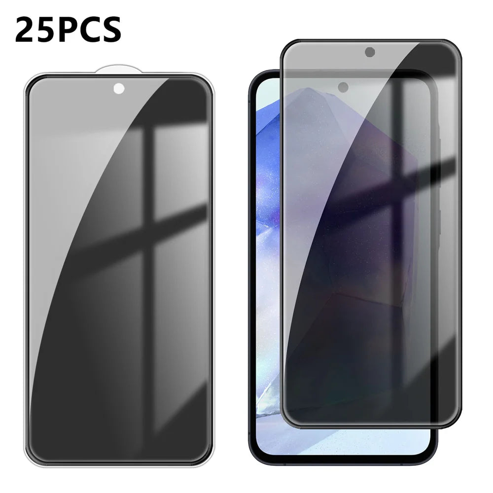 For Samsung Galaxy A55 5G 25Pcs Anti-spy Screen Protector Silk Printing High Aluminium-silicon Glass Full Cover Anti-fingerprint Privacy Film - Black - 1