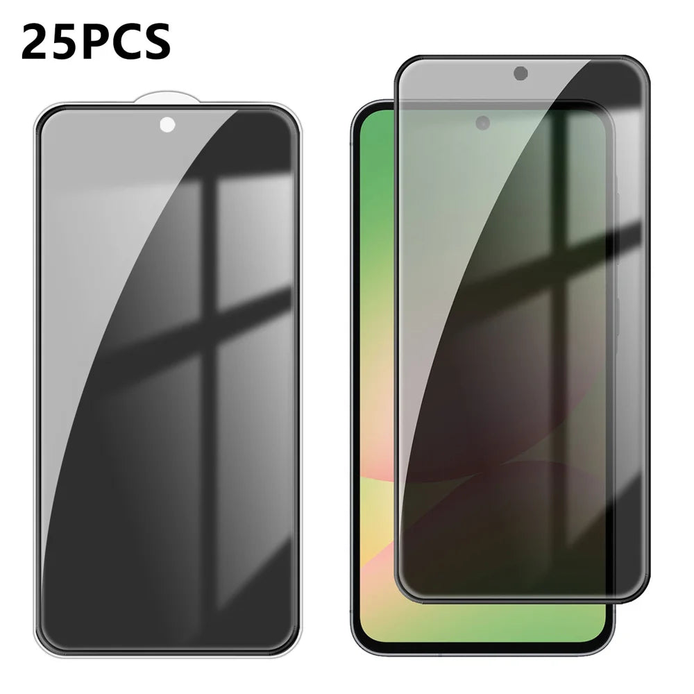 For Samsung Galaxy A56 5G 25Pcs Anti-spy Screen Protector Silk Printing High Aluminium-silicon Glass Full Cover Anti-fingerprint Privacy Film - Black - 1