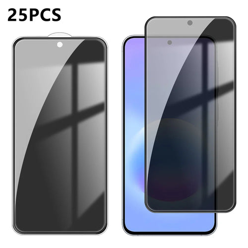 For Samsung Galaxy A57 5G 25Pcs Anti-spy Screen Protector Silk Printing High Aluminium-silicon Glass Full Cover Anti-fingerprint Privacy Film - Black - 1