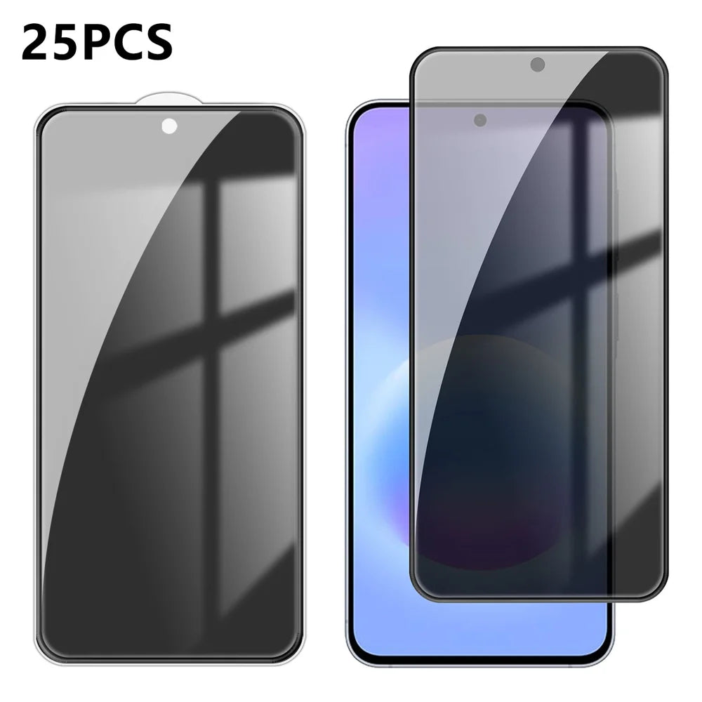For Samsung Galaxy A57 5G 25Pcs Anti-spy Screen Protector Silk Printing High Aluminium-silicon Glass Full Cover Anti-fingerprint Privacy Film - Black - 1