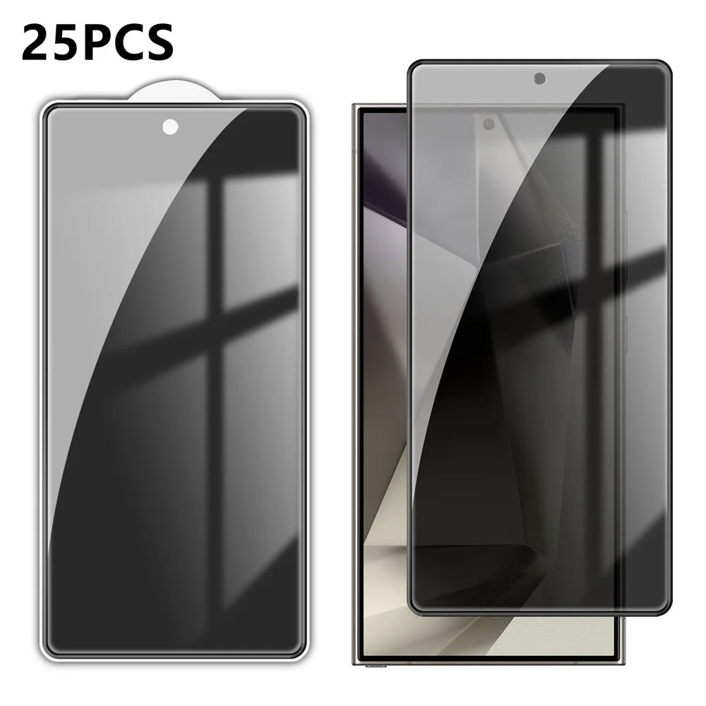 For Samsung Galaxy S24 Ultra 25Pcs Anti-spy Screen Protector Silk Printing High Aluminium-silicon Glass Full Cover Anti-fingerprint Privacy Film - Black - 1