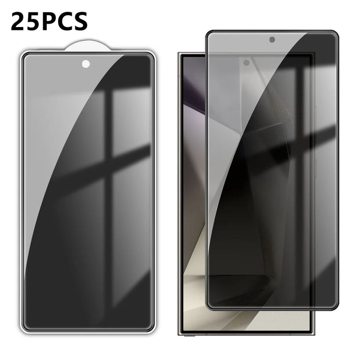 For Samsung Galaxy S24 Ultra 25Pcs Anti-spy Screen Protector Silk Printing High Aluminium-silicon Glass Full Cover Anti-fingerprint Privacy Film - Black - 1