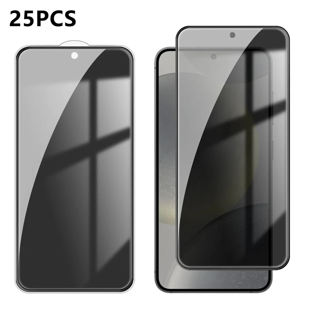 For Samsung Galaxy S24 25Pcs Anti-spy Screen Protector Silk Printing High Aluminium-silicon Glass Full Cover Anti-fingerprint Privacy Film - Black - 1