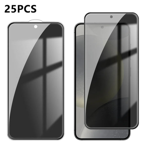 For Samsung Galaxy S24 25Pcs Anti-spy Screen Protector Silk Printing High Aluminium-silicon Glass Full Cover Anti-fingerprint Privacy Film - Black - 1