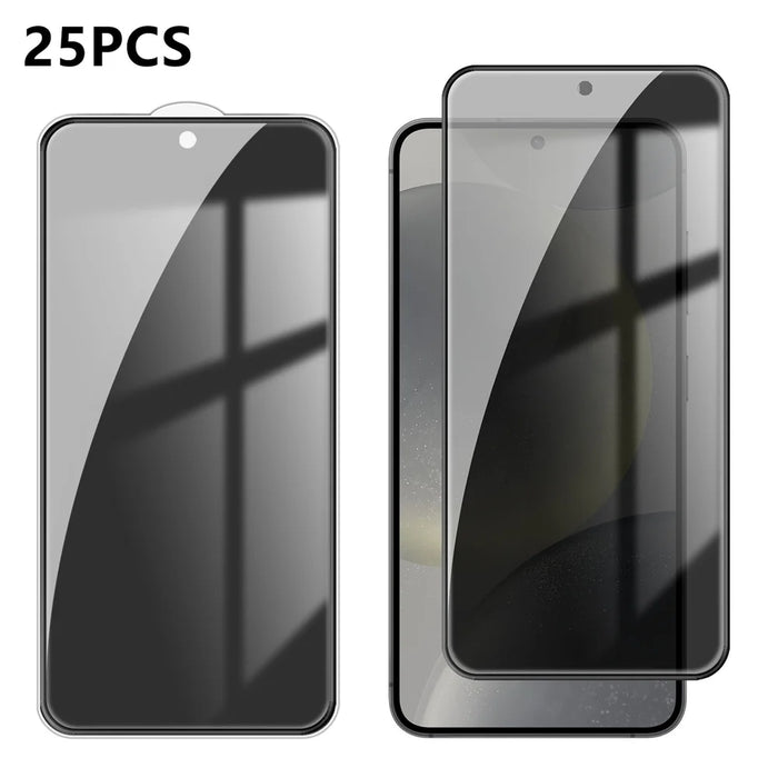 For Samsung Galaxy S24 25Pcs Anti-spy Screen Protector Silk Printing High Aluminium-silicon Glass Full Cover Anti-fingerprint Privacy Film - Black - 1
