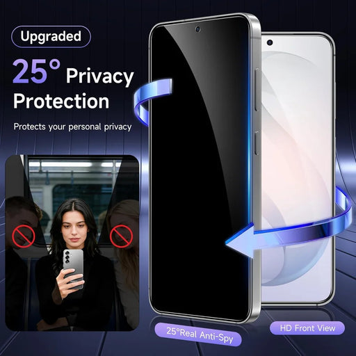 For Samsung Galaxy S24 25Pcs Anti-spy Screen Protector Silk Printing High Aluminium-silicon Glass Full Cover Anti-fingerprint Privacy Film - Black - 2