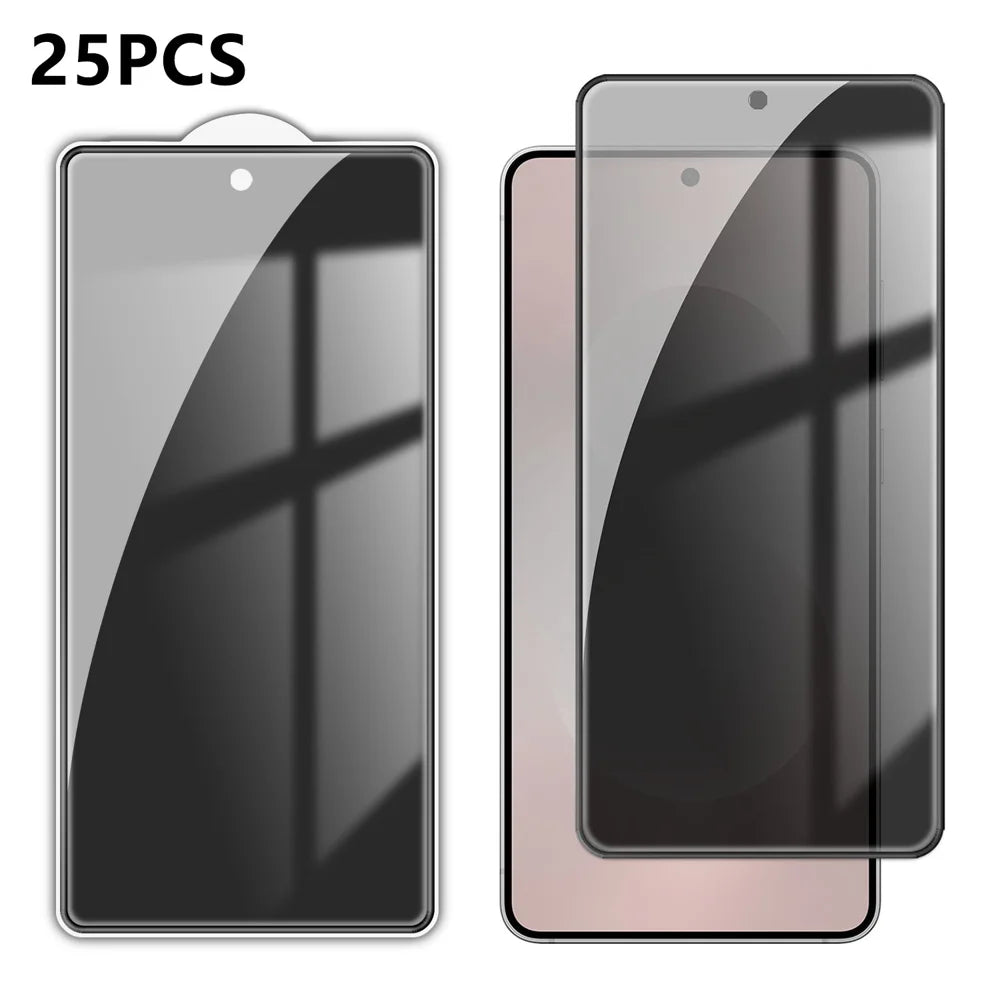 For Samsung Galaxy S25 Edge 25Pcs Anti-spy Screen Protector Silk Printing High Aluminium-silicon Glass Full Cover Anti-fingerprint Privacy Film - Black - 1