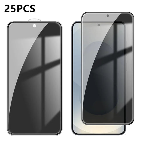 For Samsung Galaxy S25 25Pcs Anti-spy Screen Protector Silk Printing High Aluminium-silicon Glass Full Cover Anti-fingerprint Privacy Film - Black - 1