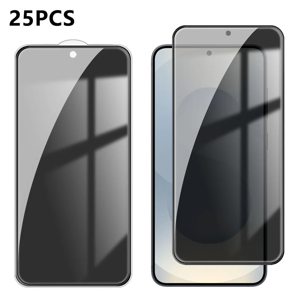 For Samsung Galaxy S25 25Pcs Anti-spy Screen Protector Silk Printing High Aluminium-silicon Glass Full Cover Anti-fingerprint Privacy Film - Black - 1
