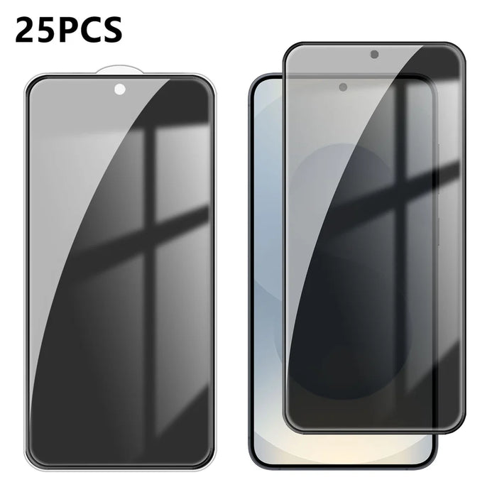 For Samsung Galaxy S25 25Pcs Anti-spy Screen Protector Silk Printing High Aluminium-silicon Glass Full Cover Anti-fingerprint Privacy Film - Black - 1