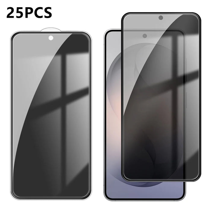 For Samsung Galaxy S26+ 25Pcs Anti-spy Screen Protector Silk Printing High Aluminium-silicon Glass Full Cover Anti-fingerprint Privacy Film - Black - 1