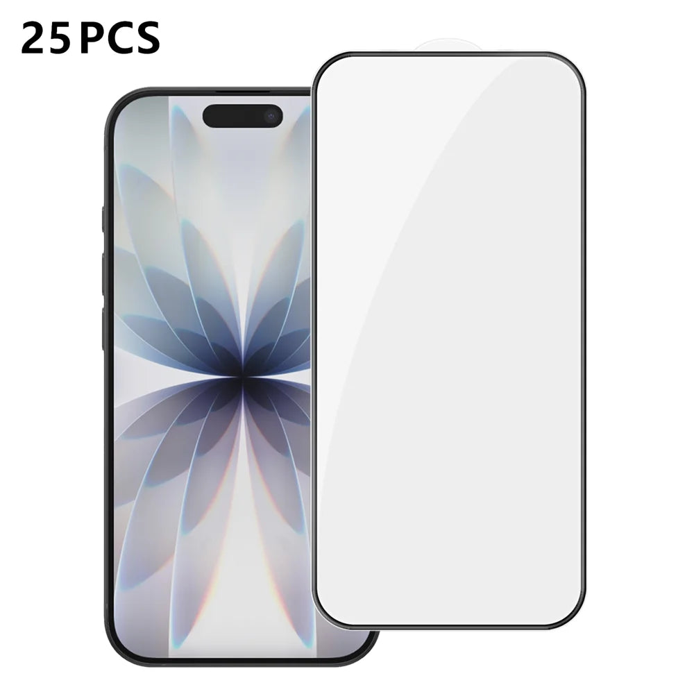 For iPhone 17 25Pcs Full Cover Screen Protector Silk Printing Ultra Clear High Aluminium-silicon Glass Film - Transparent - 1
