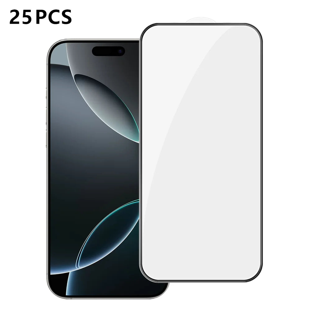 For iPhone 16 Pro Max 25Pcs Full Cover Screen Protector Silk Printing Ultra Clear High Aluminium-silicon Glass Film - Transparent - 1