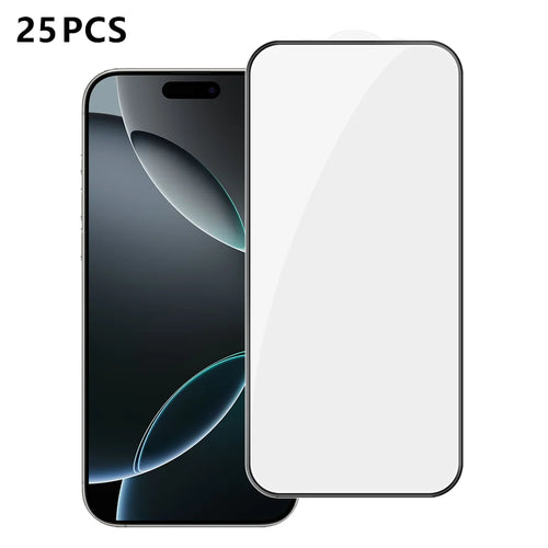 For iPhone 16 Pro Max 25Pcs Full Cover Screen Protector Silk Printing Ultra Clear High Aluminium-silicon Glass Film - Transparent - 1