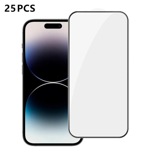 For iPhone 14 Pro Max 25Pcs Full Cover Screen Protector Silk Printing Ultra Clear High Aluminium-silicon Glass Film - Transparent - 1