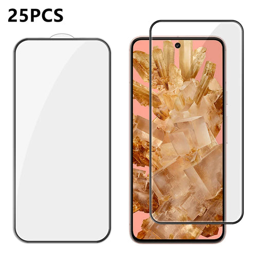 For Google Pixel 8 25Pcs Full Cover Screen Protector Silk Printing Ultra Clear High Aluminium-silicon Glass Film - Transparent - 1
