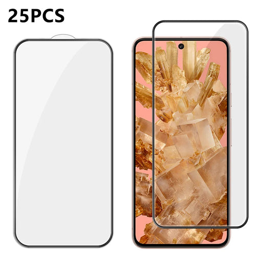 For Google Pixel 8 25Pcs Full Cover Screen Protector Silk Printing Ultra Clear High Aluminium-silicon Glass Film - Transparent - 1