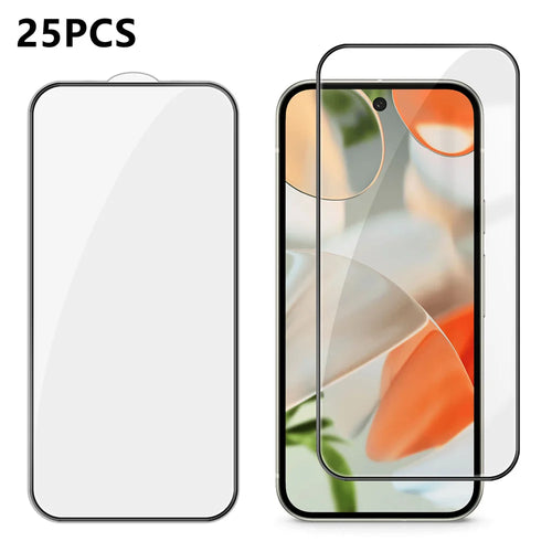 For Google Pixel 9 25Pcs Full Cover Screen Protector Silk Printing Ultra Clear High Aluminium-silicon Glass Film - Transparent - 1