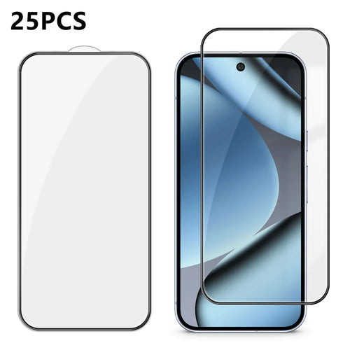 For Google Pixel 10 Pro 25Pcs Full Cover Screen Protector Silk Printing Ultra Clear High Aluminium-silicon Glass Film - Transparent - 1
