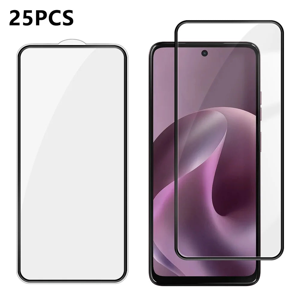 For Motorola Moto G17 Power 4G / Motorola Moto G15 4G / Motorola Moto G17 4G 25Pcs Full Cover Screen Protector Silk Printing Ultra Clear High Aluminium-silicon Glass Film - Transparent - 1