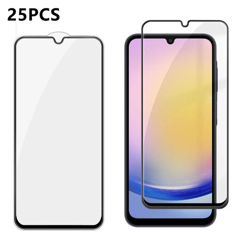 For Samsung Galaxy A25 5G (Global) (161mm) 25Pcs Full Cover Screen Protector Silk Printing Ultra Clear High Aluminium-silicon Glass Film - Transparent - 1