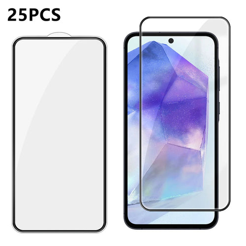 For Samsung Galaxy A55 5G 25Pcs Full Cover Screen Protector Silk Printing Ultra Clear High Aluminium-silicon Glass Film - Transparent - 1