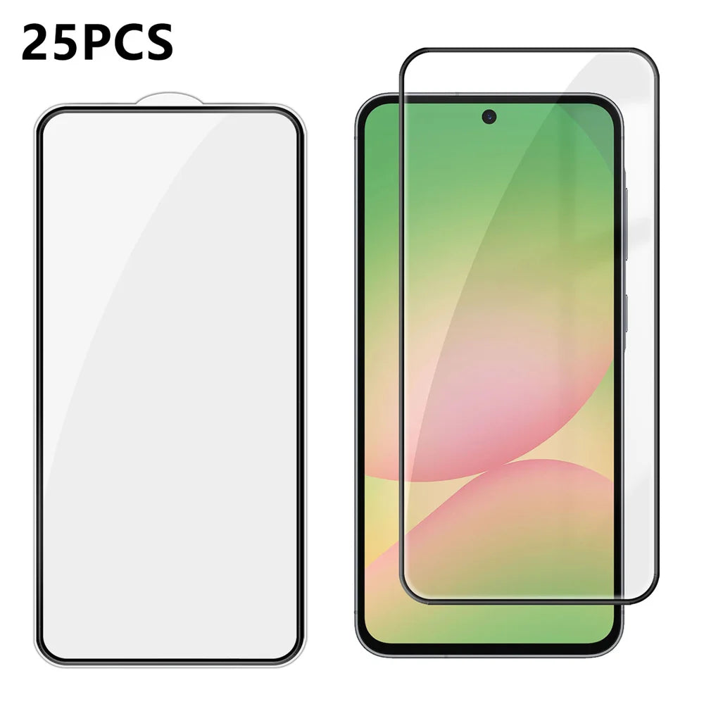 For Samsung Galaxy A56 5G 25Pcs Full Cover Screen Protector Silk Printing Ultra Clear High Aluminium-silicon Glass Film - Transparent - 1