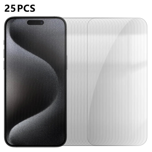 For iPhone 15 Pro 25Pcs Screen Protector Ultra Clear High Aluminium-silicon Glass Anti-fingerprint Film (Not Complete Covering) - Transparent - 1