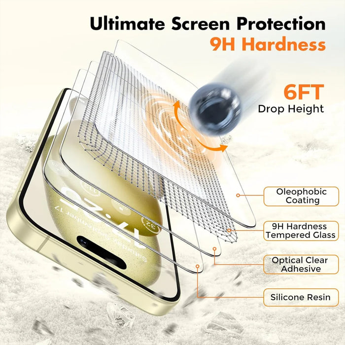 For iPhone 15 Pro 25Pcs Screen Protector Ultra Clear High Aluminium-silicon Glass Anti-fingerprint Film (Not Complete Covering) - Transparent - 6
