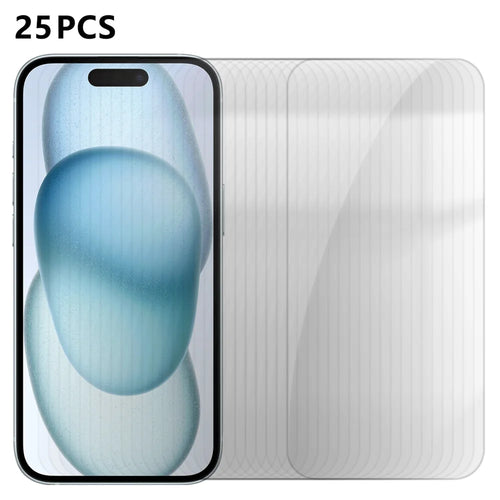 For iPhone 15 25Pcs Screen Protector Ultra Clear High Aluminium-silicon Glass Anti-fingerprint Film (Not Complete Covering) - Transparent - 1