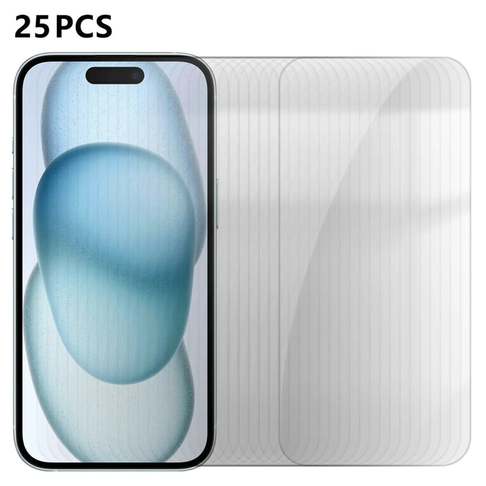 For iPhone 15 25Pcs Screen Protector Ultra Clear High Aluminium-silicon Glass Anti-fingerprint Film (Not Complete Covering) - Transparent - 1