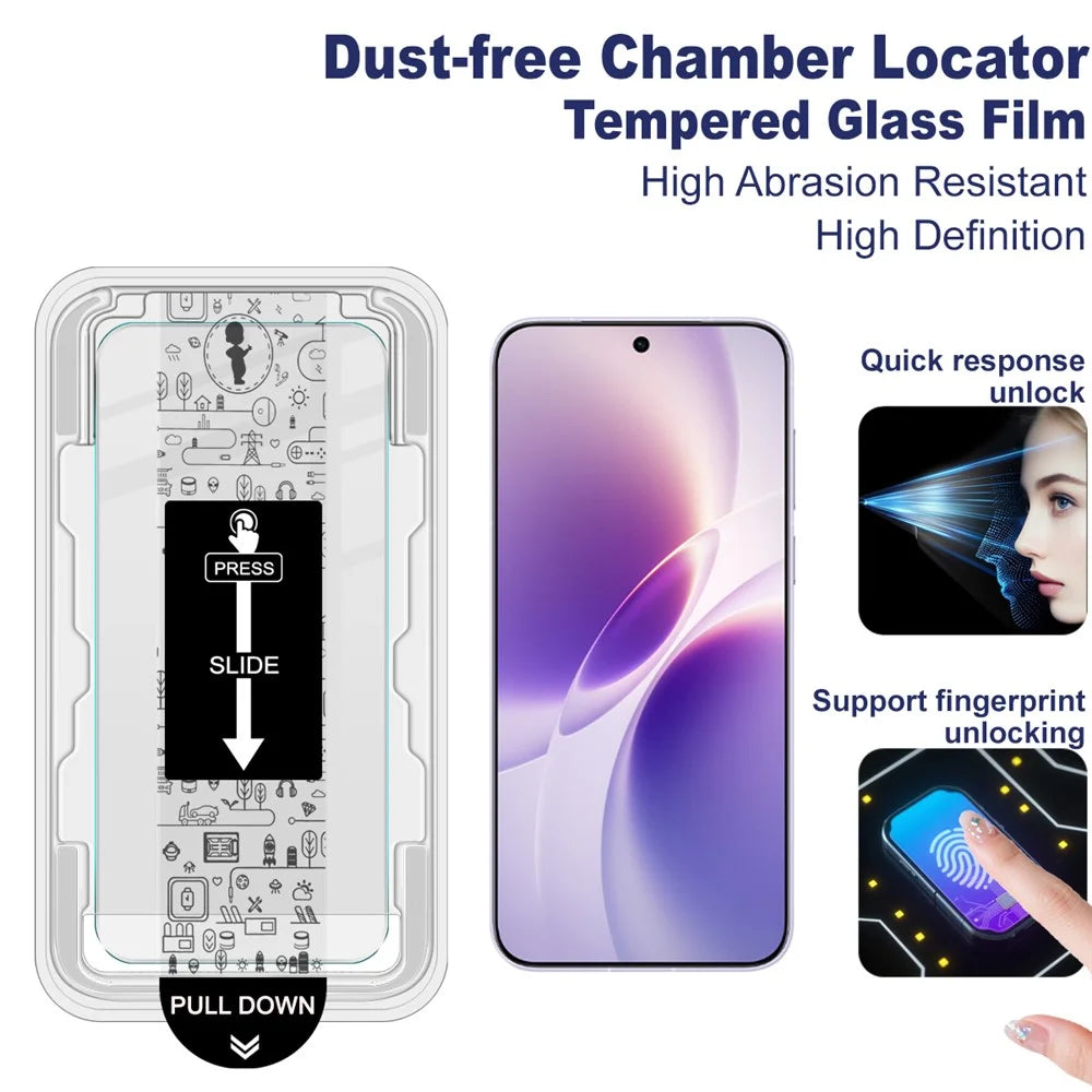 IMAK H Series For vivo X300s 5G Tempered Glass Screen Protector Easy Installation Film with Auto Dust-Remove Tool - Transparent Kit (NOT Complete Covering) (Fingerprint Unlock) - 3