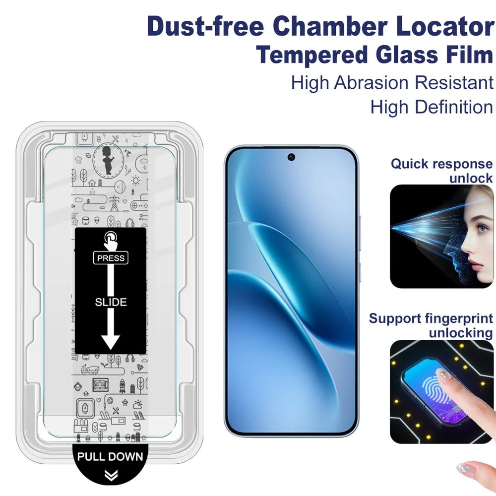 IMAK H Series For vivo iQOO Z11 5G Tempered Glass Screen Protector Easy Installation Film with Auto Dust-Remove Tool - Transparent Kit (NOT Complete Covering) (Fingerprint Unlock) - 3