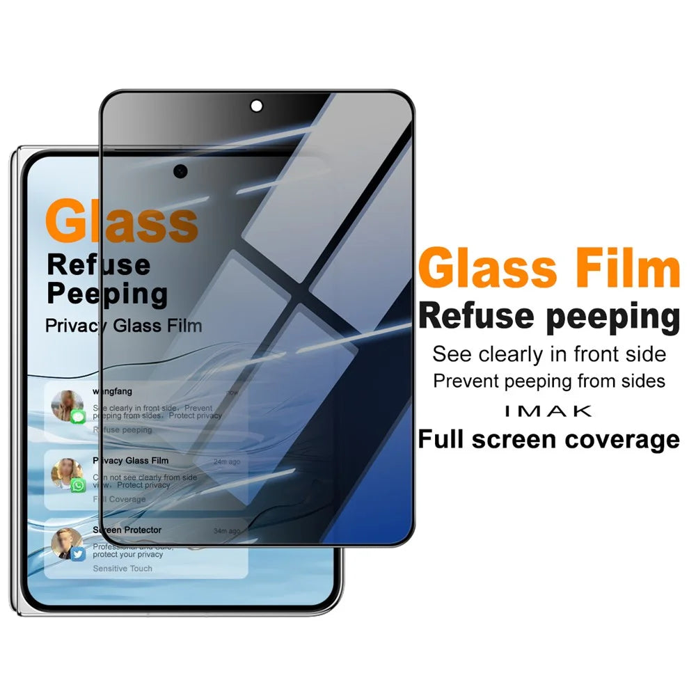 IMAK For Huawei Pura X Max Anti Peep Tempered Glass Screen Protector Full Coverage - Black - 3